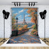 Lofaris Autumn Paris Park Path Tower Scene Photo Backdrop